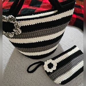 Handmade Crochet Tote Bag & Coin Purse Set